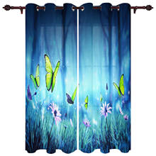 Forest Butterfly Flower Valance Window Curtains For Living Room Bedroom Kitchen Home Luxury Youth Room Treatment Window Curtains 2024 - buy cheap