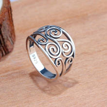 Anel de dedo feminino vazado, anel de noivado vintage para mulheres, estilo único, festa, casamento, cor de prata étnica 2024 - compre barato