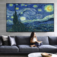 Pinturas al óleo de la noche estrellada de Van Gogh impresista, lienzo impreso, carteles, imágenes decorativas, bricolaje, decoración del hogar 2024 - compra barato