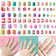 24pcs Children False Nail Tips Lovely Fake Nails Self-adhesive Artificial Nail Kids Little Girls Colorful Nail Art 2024 - buy cheap