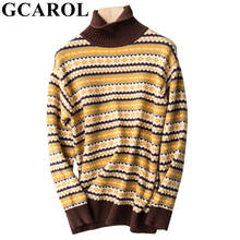 GCAROL Fall Winter Floral Jacquard Turtleneck Sweater 30% Wool Vintage Christmas Stripes Oversized Knit Pullover Multi Occasions 2024 - buy cheap