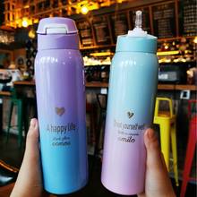 Hot sale 480ML Insulated Thermals Milk&coffee Cup18/8 Stainless Steel Thermos Straw Water Bottle Gradient Sports Vacuum Flask 2024 - buy cheap
