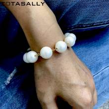 TOTASALLY 2019 Hot Baroque Simulated Pearl Beaded Bracelet Skull Head Charms Bracelets Bangles for Women Ladies Jewelry Gift 2024 - buy cheap