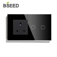BSEED Touch Switch 2Gang1 Way 2 Way With UK EU Standard Black White Golden Double Wall Light Switch UK Socket Home Switch 2024 - buy cheap