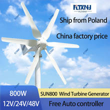 800W 48V Wind turbine with 6 blades and free 48V MPPT controller small wind turbine for home use 2024 - купить недорого