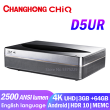 Changhong-proyector láser CHIQ D5UR, dispositivo Real 4K, 2500 Lúmenes ANSI, 3840x2160P, 3 + 64GB, Android 5,1, HDR10, MEMC, proyección de TV, cine en casa 2024 - compra barato