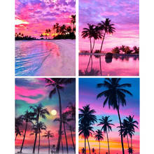 5D DIY Diamond Painting Kits Full Round With AB Drill Sunset Seaside Landscape Set Diamond Embroidery Mosaic Picture Home Decor 2024 - buy cheap