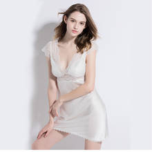Женская одежда для сна из 100% шелка, женская летняя белая шелковая Сексуальная шелковая ночная рубашка без рукавов для дома, летняя кружевная ночная рубашка 2024 - купить недорого