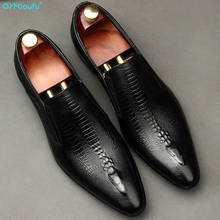 Sapatos oxford de casamento feitos à mão para homens, preto cáqui couro genuíno brogue sapatos de vestido masculino deslizar em sapatos formais de negócios para homens 2024 - compre barato
