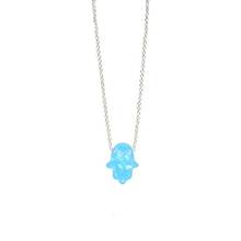 New Fashion Opal Hand of Fatima Pendant Necklace for Women Silver Color Stainless Steel Necklace Hamsa Palm Choker Jewelry Gift 2024 - купить недорого