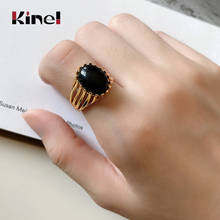 Kinel Black Onyx Rings For Women 925 Sterling Silver Fine Jewelry Open Ring Vintage 100% Real Natural Stone Bague Mother's Gift 2024 - buy cheap