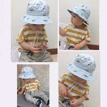 Детская летняя Солнцезащитная шапка с мультяшным принтом рыбы, Панама с защитой от УФ лучей и ремешком для подбородка, милая детская Солнцезащитная шапка, детская пляжная шапка 2024 - купить недорого