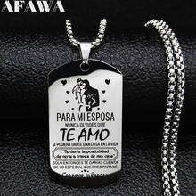 2021 Fashion PAPA MI ESPOSA NUNA OLVIDES QUE TE AMO Long Big Stainless Steel Necklaces for Women Jewely cadenas mujer N857S01 2024 - buy cheap