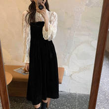 2020 New Chic French Dress Women Lace Patchwork Elegant Flare Sleeve Party Long Female Autumn Vestidos 2024 - buy cheap