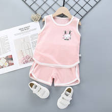 2 pçs verão bebê menino roupas casuais conjunto da criança meninas crianças conjuntos de roupas para o bebê seveless t-shirts + shorts roupas terno 2024 - compre barato