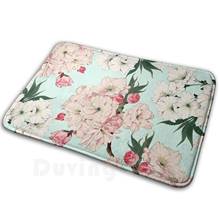 Pink Cherry Blossom On Blue Background - Floral Print Mat Rug Carpet Anti-Slip Floor Mats Bedroom Pink Green Blue Cherry 2024 - buy cheap