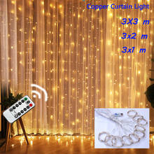 3x1 3x2 3x3m Copper LED Icicle Curtain Lights USB Power Remote Control LED Fairy Lights Christmas Garland String Lights Home Dec 2024 - buy cheap