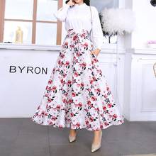 Faldas largas con estampado de flores para mujer, faldas largas Retro Vintage de cintura alta, estilo Swing, a la moda, con lazo elegante, 2021 2024 - compra barato