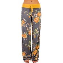 Calça feminina casual de cintura alta com estampa floral, calça de moletom feminina folgada plus size 2024 - compre barato