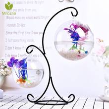 Newest Clear Round Terrarium Hydroponic Container Glass Vase With Pot Iron Stand Holder Hanging Vase Bottle Hydroponic Container 2024 - buy cheap