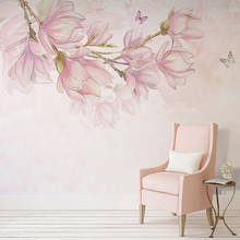 Papel tapiz 3D personalizado para murales, arte de pared de flores rosas pintado a mano, Mural Pastoral para dormitorio, sala de estar, papel tapiz fotográfico, decoración del hogar 2024 - compra barato