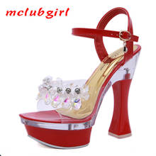 Mclubgirl-Sandalias de tacón grueso para mujer, zapatos de verano con plataforma impermeable, antideslizantes, 2019 2024 - compra barato