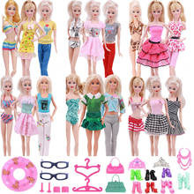 3Sets Fashion Barbies Clothes Dress Outfits + 5Pairs Random Shoes + 22Pcs Random Accessories for Barbies Doll Kids Toy Furniture 2024 - buy cheap