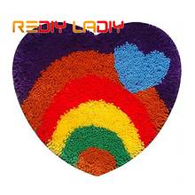 Latch Hook Kits Make Your Own Rug Rainbow Heart Crocheting Cushion Mat DIY Carpet Rug Acrylic Yarn Printed Canvas Hobby & Crafts 2024 - buy cheap