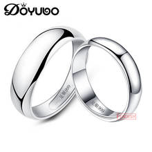 DOYUBO Simple Design Smooth Faced 999 Stering Silver Lovers Rings Engrave Name&Date For Free Romantic Couples Wedding Ring VB403 2024 - buy cheap