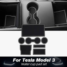 TEY 7Pcs/Set For Tesla Model Three Car accessories Gate Slot Pad Door Groove Rubber Mat Center Console Cup Holder Model 3 2024 - buy cheap