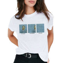 Camiseta feminina van gogh, estampa artística em óleo, camiseta feminina casual, nova rua, 2019 2024 - compre barato