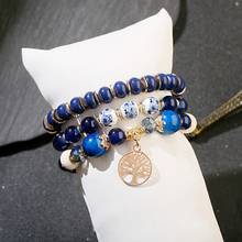 Bohemia Summer Tree Of Life Pendents Bracelet Femme Charm Blue Stone Beads Bracelets&Bangles Pulseras Mujer 2024 - buy cheap