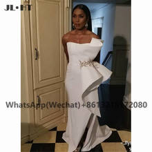 Vestido de novia nigeriano sin tirantes con cuerpo de encaje, volantes satinados, sirena negra, vestido africano de dama de honor largo, 2021 2024 - compra barato