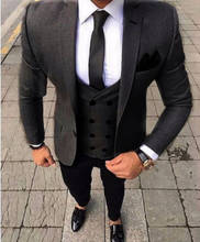 Formal Latest Coat Pant Designs Smoking Grey Men Suit Slim Fit 3 Piece Tuxedo Groom Style Suits Custom Prom Blazer Terno 2024 - buy cheap