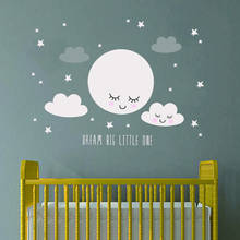 Улыбающаяся луна звезды стикер на стену детской облачной наклейки для девочек Детская комната Спальня DIY художественная Фреска домашний декор обои 2024 - купить недорого