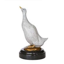 Estátua de bronze de pato branco, estatueta de cobre, pequena escultura animal, exibição, decoração do escritório, presentes para crianças 2024 - compre barato