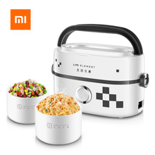 Xiaomi elemento de vida plug-in isolamento de aquecimento elétrico lancheira automática calor cozinhar panela de arroz portátil lancheira 2 tigelas 2024 - compre barato