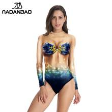 Nadanbao-maiô feminino de manga longa com impressão 3d, sexy, cor lótima 2024 - compre barato