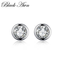 BLACK AWN Classic Silver Color Earrings Cute Stud Earrings for Women Jewelry Round Boucles d'oreilles I190 2024 - buy cheap