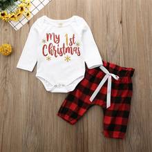 CANIS Autumn My First Christmas Baby Boy Girl Newborn Xmas Clothes Set Long Sleeve Romper Pants Outfit 2024 - buy cheap