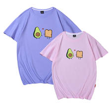 Camiseta con estampado de aguacate para mujer, blusa informal de manga corta de los 90, Tops de algodón para mujer, ropa Hipster coreana para parejas 2024 - compra barato