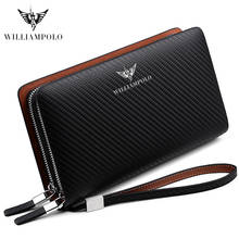 Men Clutch Bags Brand Genuine Leather Blue Fashion Zipper Long Wallet Phone Credit Card Holders Handbag pl170 2024 - buy cheap