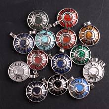 24PCS Wholesale Mixed Color Natural Stone Pendants Energy Chakra Pendant Necklace Women Sun Moon Pendulum For Jewelry Making 2024 - buy cheap