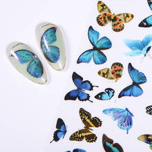 Наклейки для дизайна ногтей с бабочками, слайдеры, цветные переводные наклейки для ногтей, обертывания, украшения для дизайна ногтей, лазерные маникюрные украшения 2024 - купить недорого