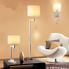 Простой тканевый напольный светильник, современный минималистичный настенный и Настольный светильник, стальная лампа, светодиодный светильник для гостиной, спальни, гостиницы, комнат FG522 2024 - купить недорого