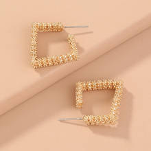 2021 new fashion geometric hemp ball square alloy earrings retro gold earrings woman 2024 - buy cheap
