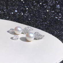 Pendientes de plata de ley 925 para regalo de boda, accesorios de configuración, piezas de montaje para perlas, piedras de cristal Agata, Jade 2024 - compra barato