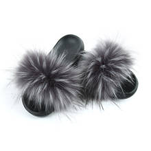 Ladies Summer Faux Fur Slides Fashion Black Fake Fur Slippers Women's Fluffy Flip Flops Indoor Plush Shoes Female Furry Sandals 2024 - buy cheap