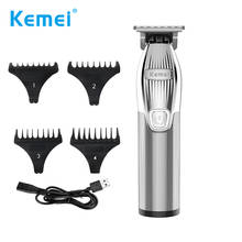 Kemei-Cabezal de aceite para barbería, cortapelos eléctrico profesional inalámbrico de 0mm, pelo y barba para cortar, color plata 2024 - compra barato