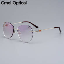 Gmei Optical Super Light Alloy Women Silver Rimless Glasses Frame Z2879 With Diamond Trimming Cut Gradient Tinted Plano Lenses 2024 - buy cheap
